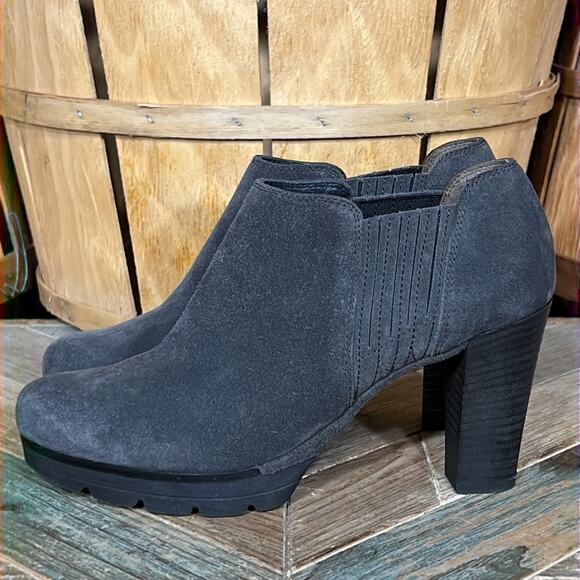 Paul Green Gray Suede Platform Chunky Heel Slip-On Ankle Booties Womens 8 UK 5.5 - Picture 2 of 12
